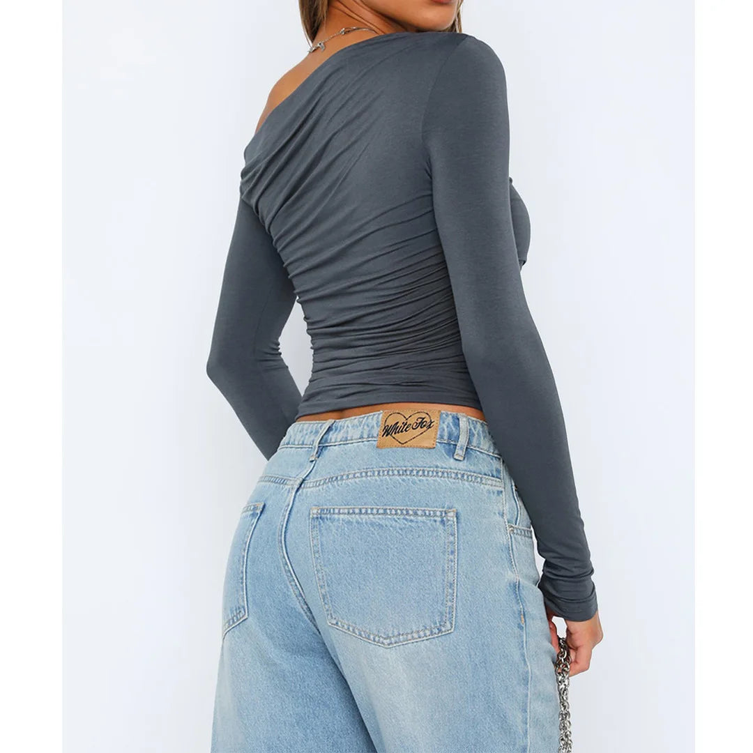 Women's Going Out Top with Twisted Long Sleeves