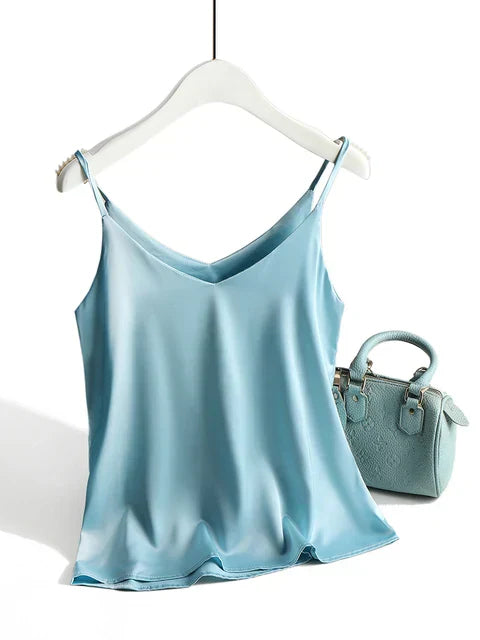 Women's Satin Cami Top ¨C Sleeveless Minimalist Fit with Adjustable Straps
