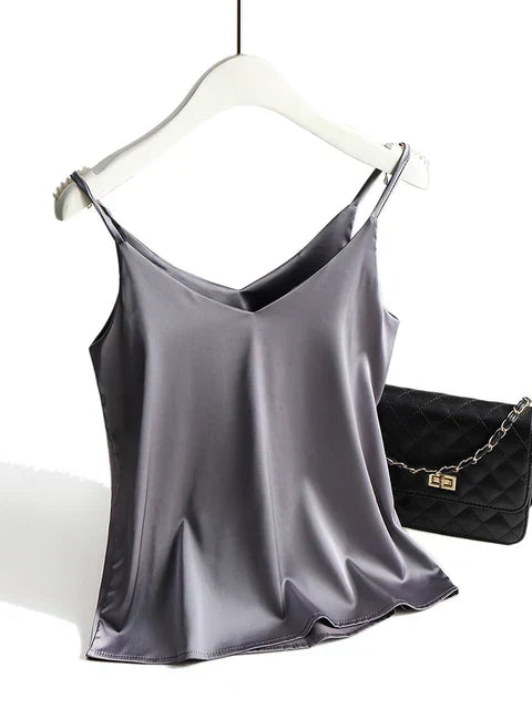 Women's Satin Cami Top ¨C Sleeveless Minimalist Fit with Adjustable Straps