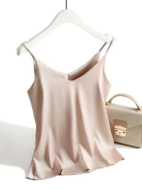 Women's Satin Cami Top ¨C Sleeveless Minimalist Fit with Adjustable Straps