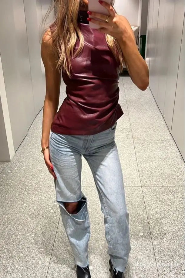 Womens Top Burgundy Going Out Top