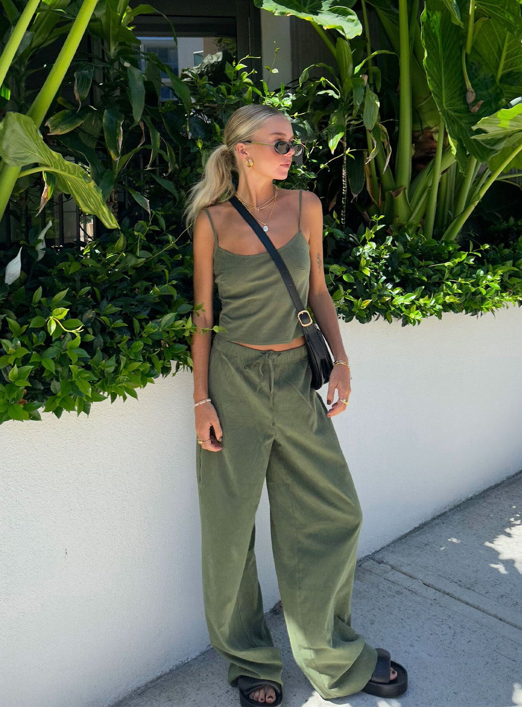 Paigey Set Khaki Wide-leg matching set