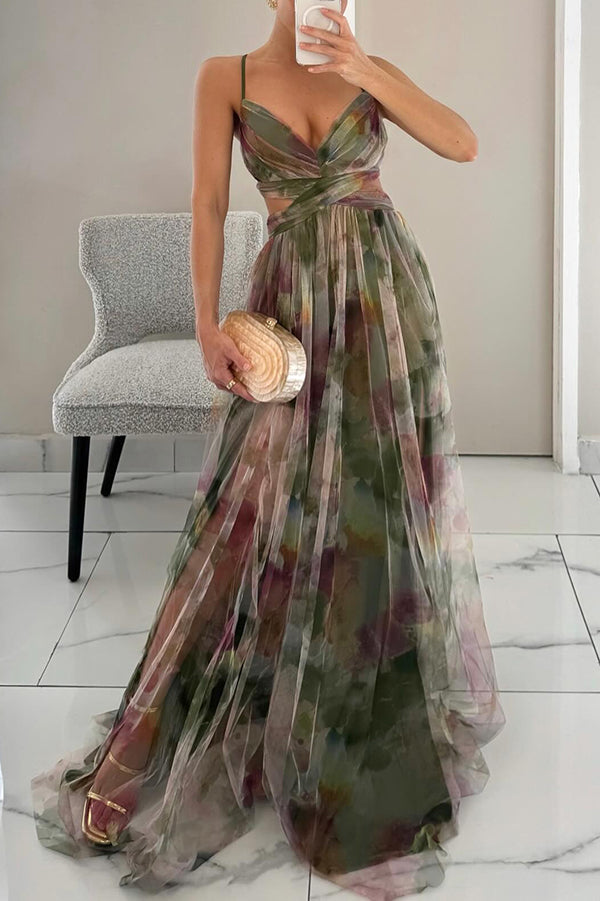 Women's Floral Flowing Maxi Dress ¨C Sleeveless Elegant Wedding Guest Dress