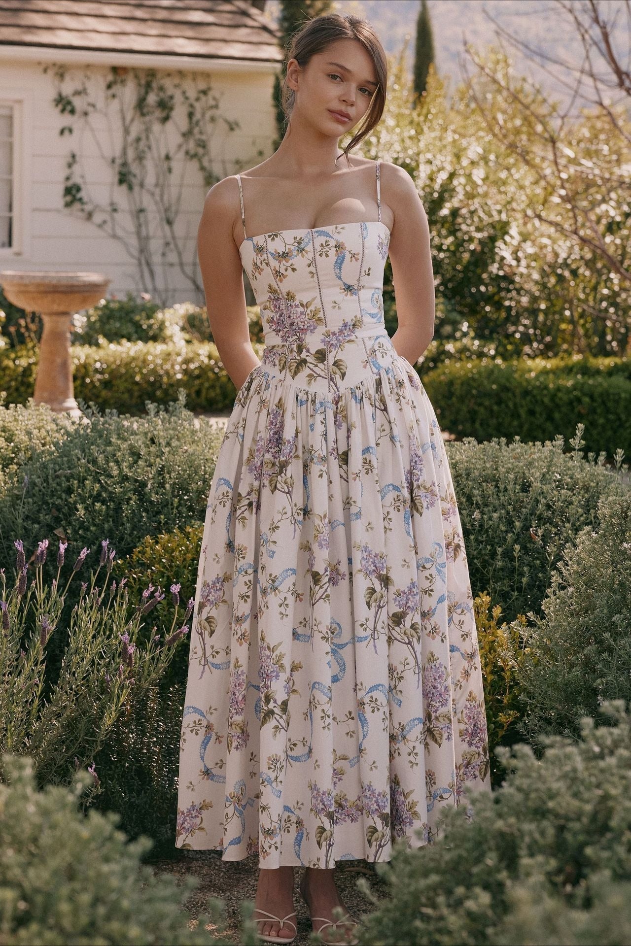 Women's Elegant Tiered A-Line Sleeveless Floral Dress ¨C Summer Dress