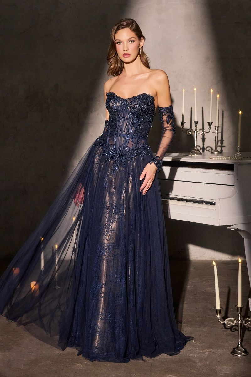 LILITH GOWN - A-LINE TULLE DRESS WITH GLOVES