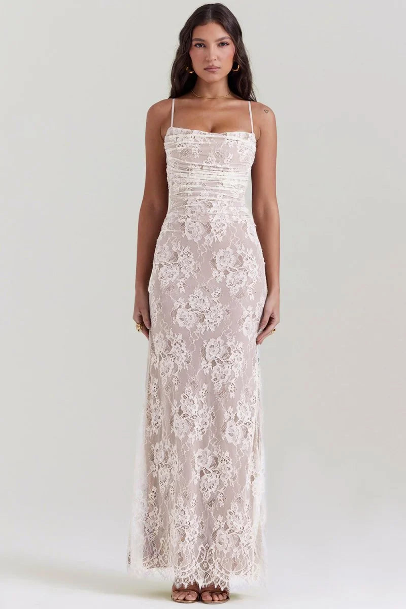 Women's Lace Bodycon Maxi Dress Set ¨C Long Sleeve Cropped Jacket