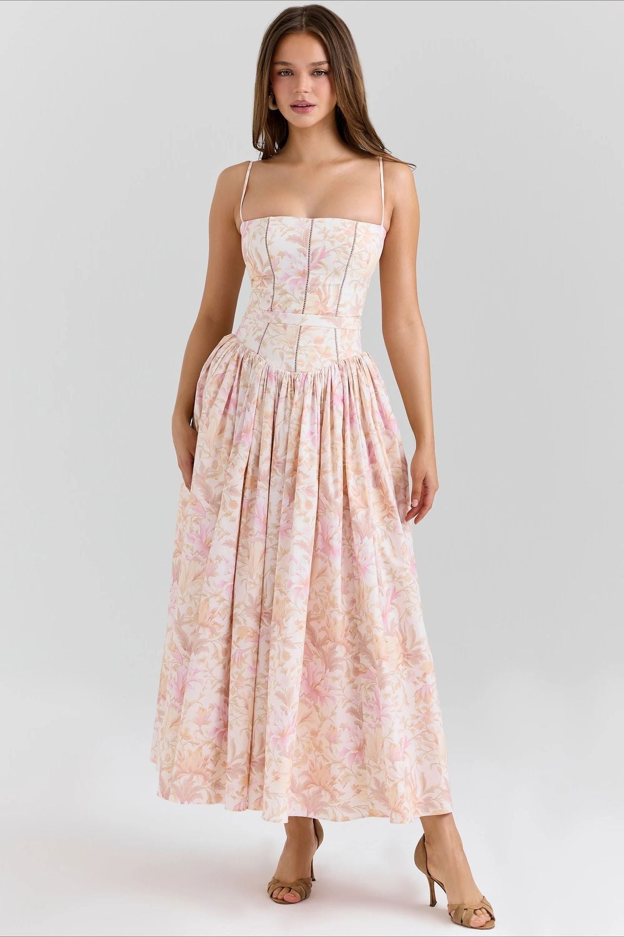 Women's Elegant Tiered A-Line Sleeveless Floral Dress ¨C Summer Dress