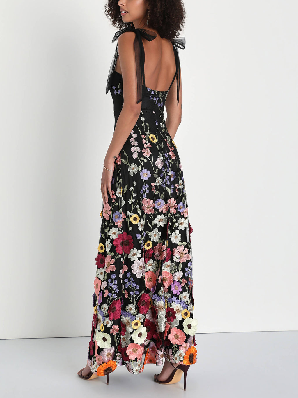 Women's Elegant 3D Embroidered Floral Maxi Dress ¨C Luxury Evening Dress