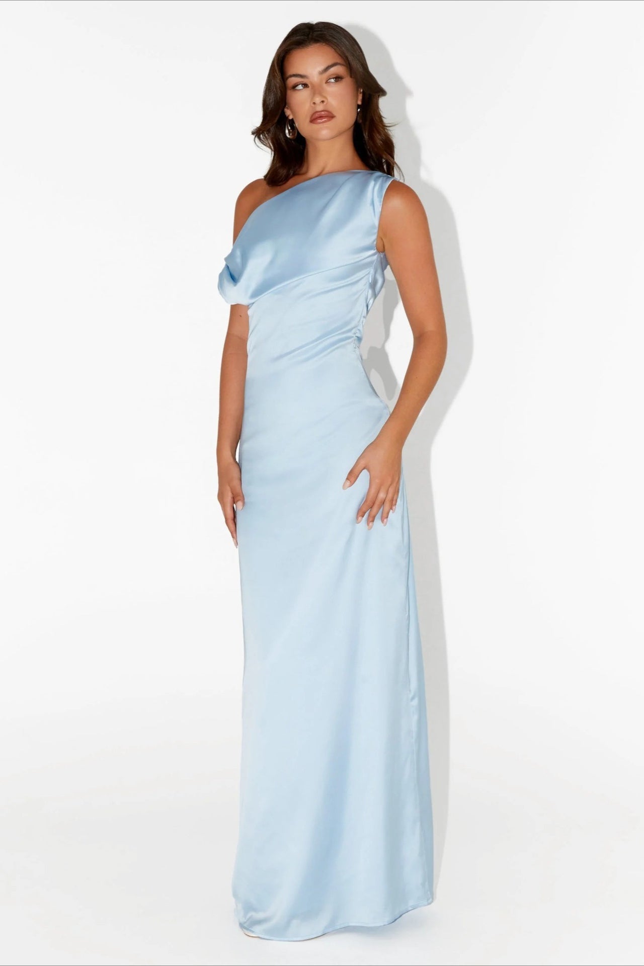Women's Solid Asymmetric Neckline Formal Maxi Dress ¨C Evening Gown