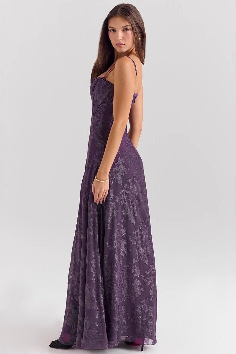 Women's Spaghetti Strap Chiffon Floral Formal Dress ¨C Elegant Maxi Dress