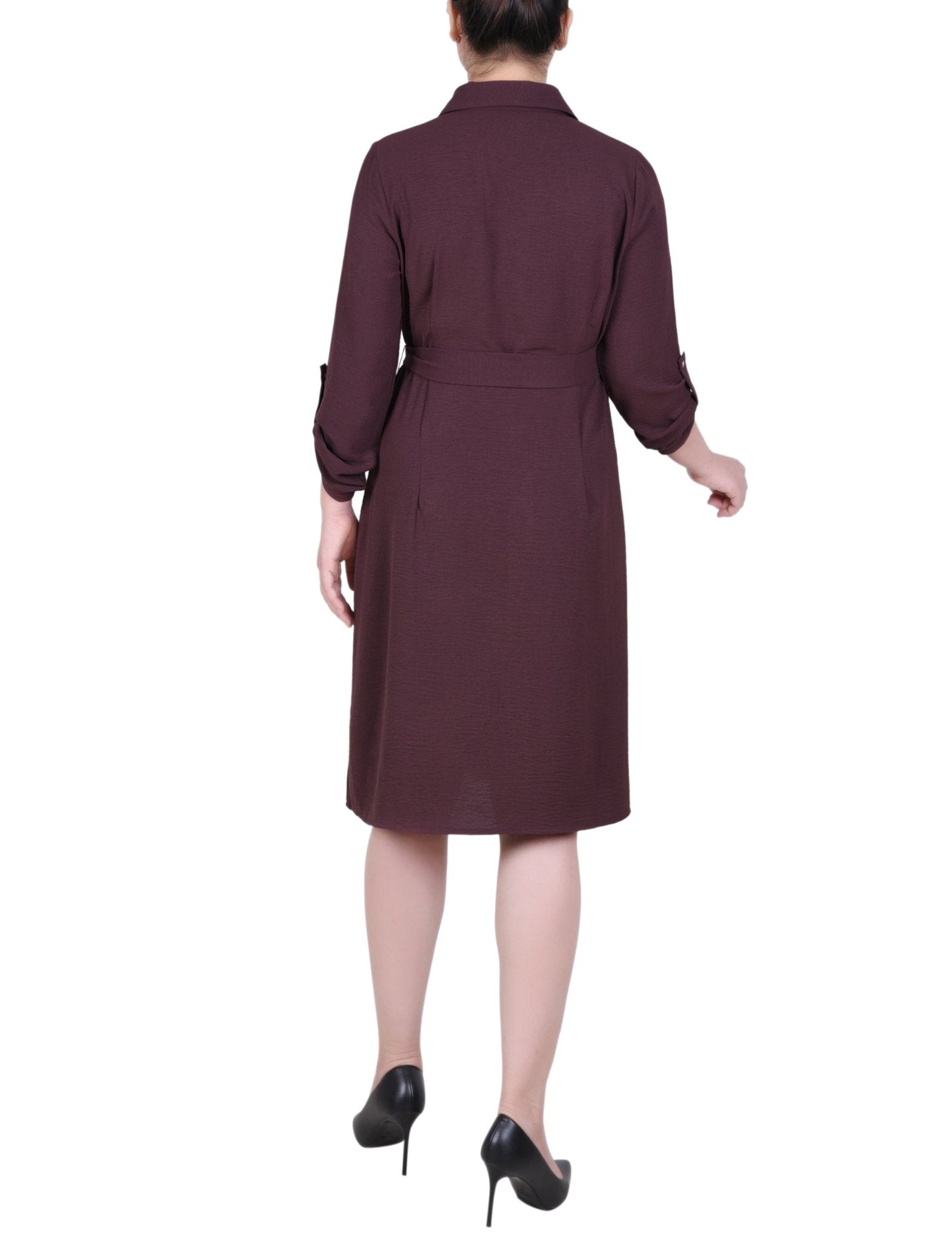 Fudge Long Roll Tab Sleeve Shirtdress