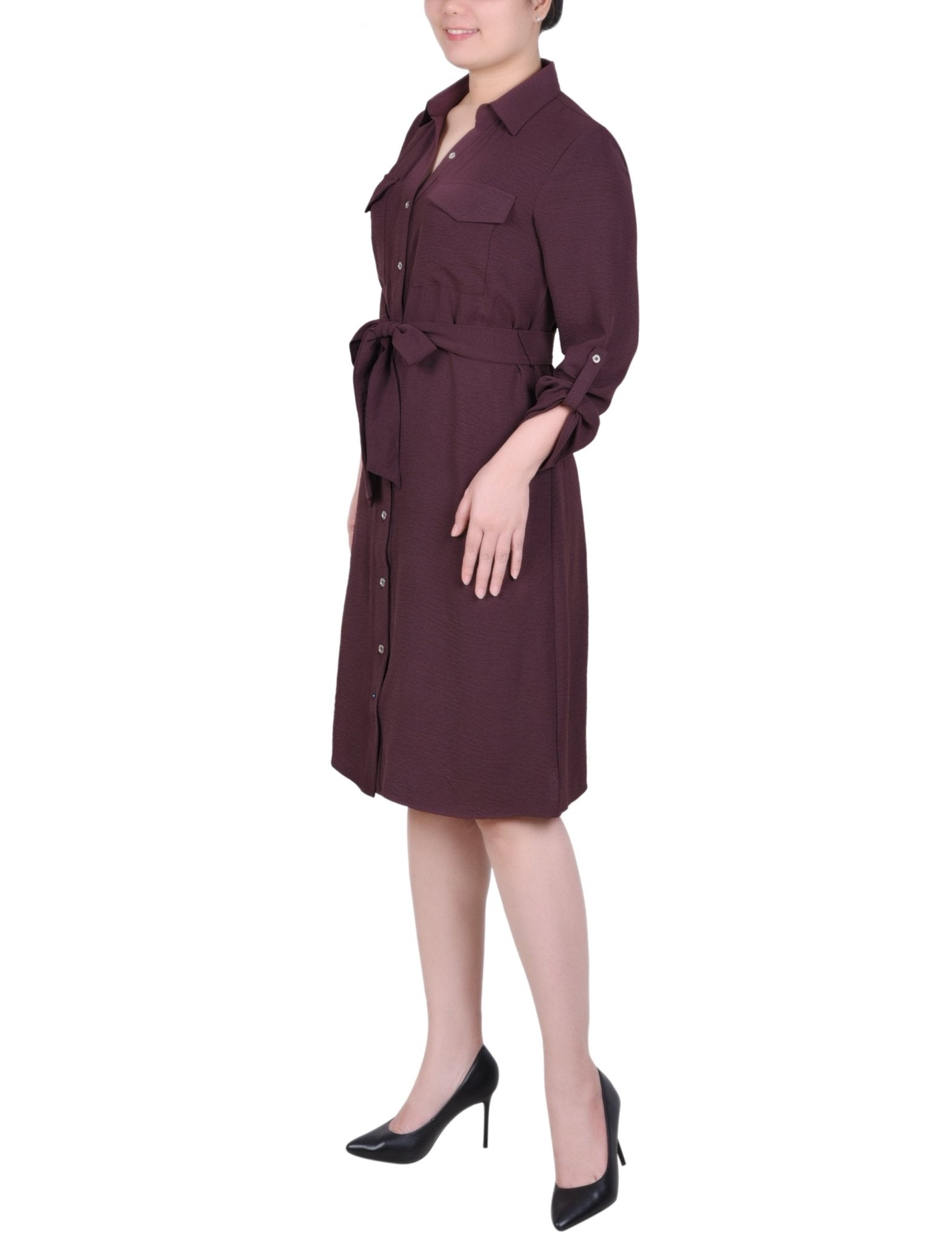 Fudge Long Roll Tab Sleeve Shirtdress