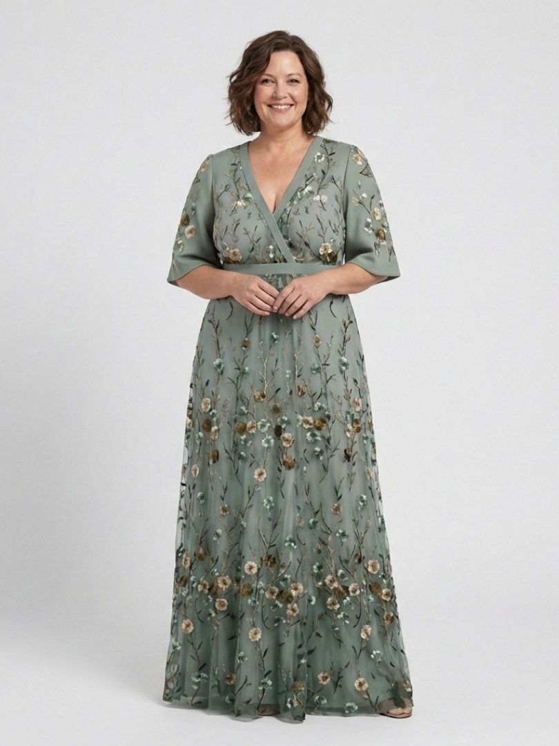 Women's Long Floral V-Neck Maxi Dress ¨C Elegant Summer Flow Dress
