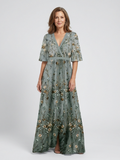 Women's Long Floral V-Neck Maxi Dress ¨C Elegant Summer Flow Dress