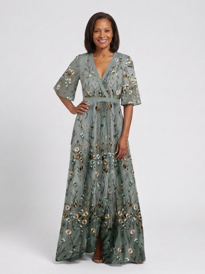 Women's Long Floral V-Neck Maxi Dress ¨C Elegant Summer Flow Dress