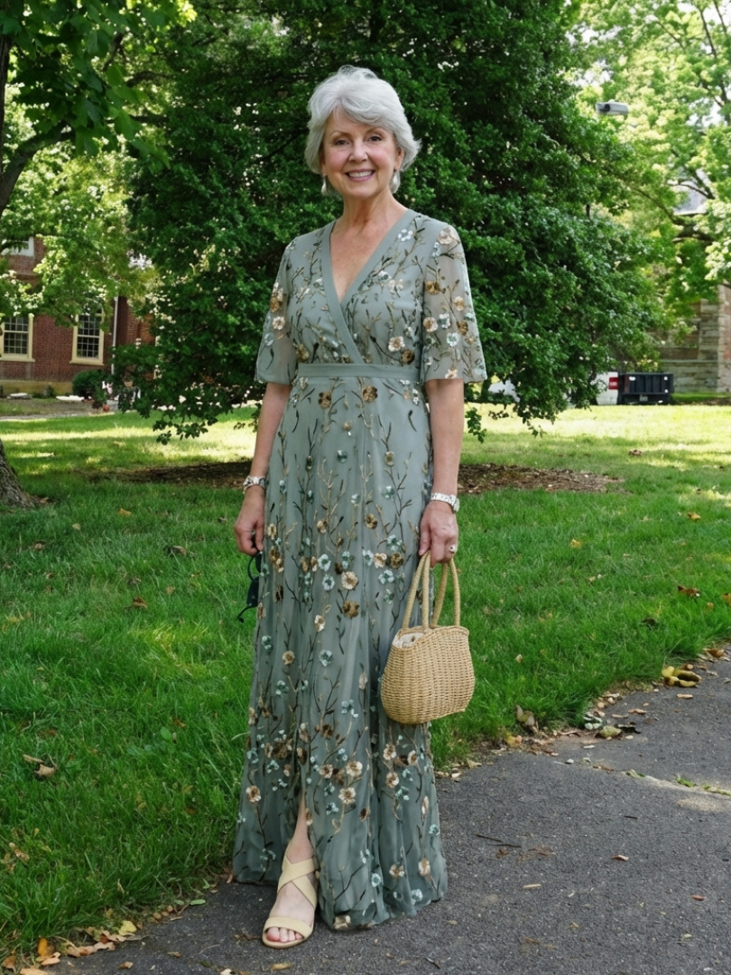 Women's Long Floral V-Neck Maxi Dress ¨C Elegant Summer Flow Dress