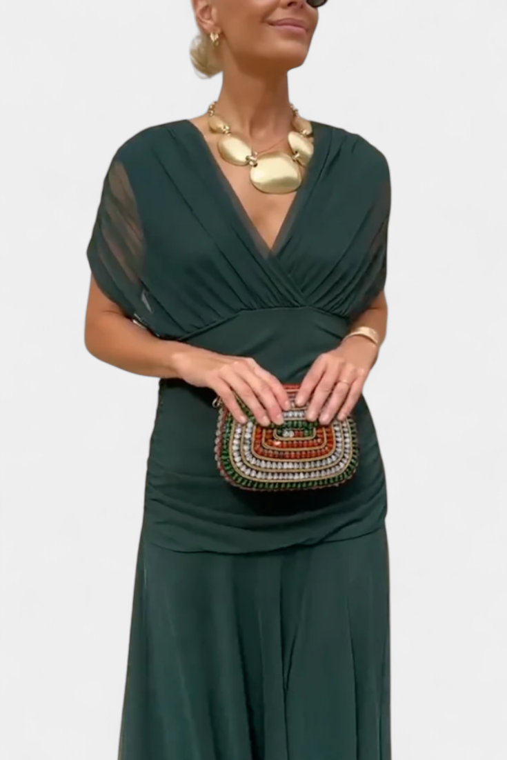 Women's Off-Shoulder Ruched Mesh Dress ¨C Elegant Fitted Cocktail Dress