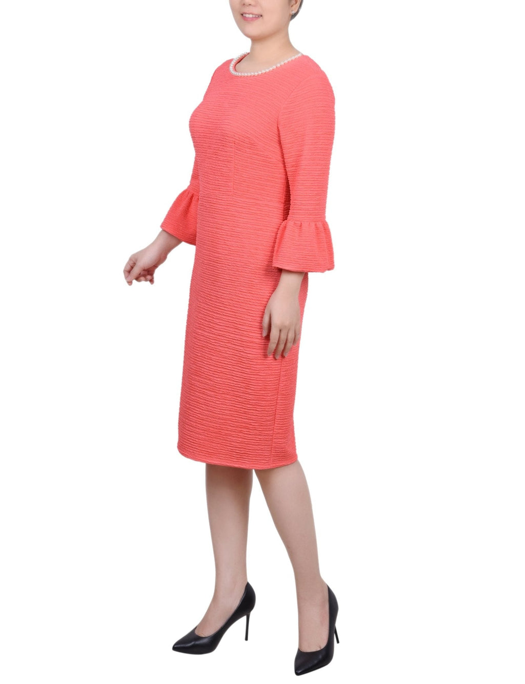 3/4 Length Pearl Detail Dress - Petite