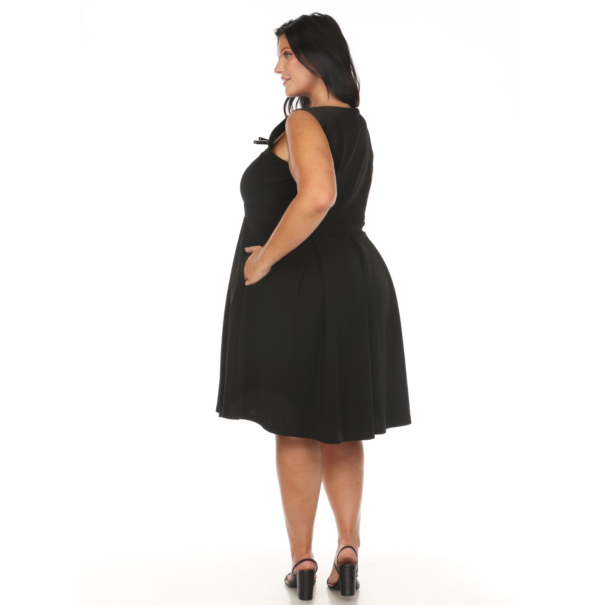 Solid Fit and Flare Dress - Plus