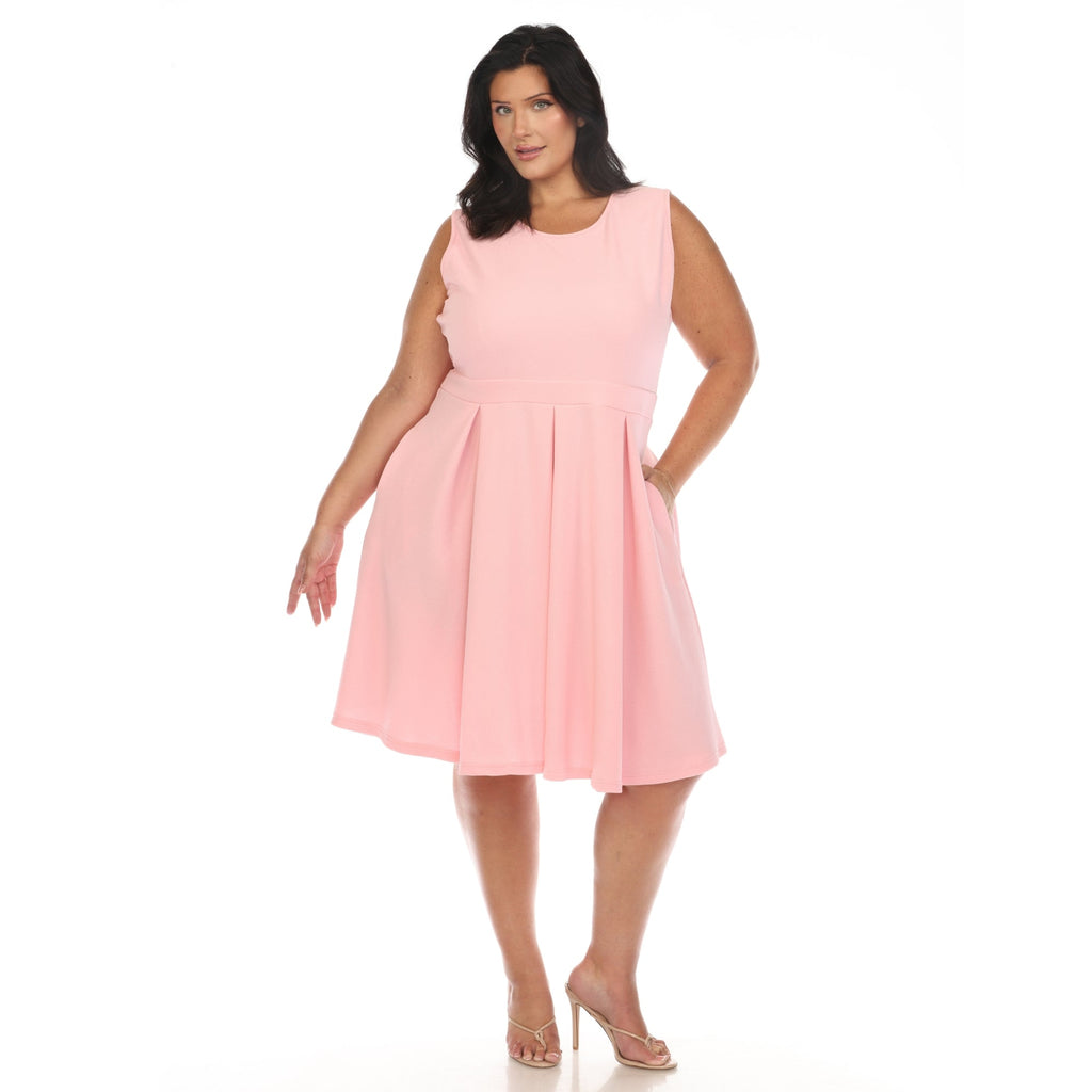 Solid Fit and Flare Dress - Plus