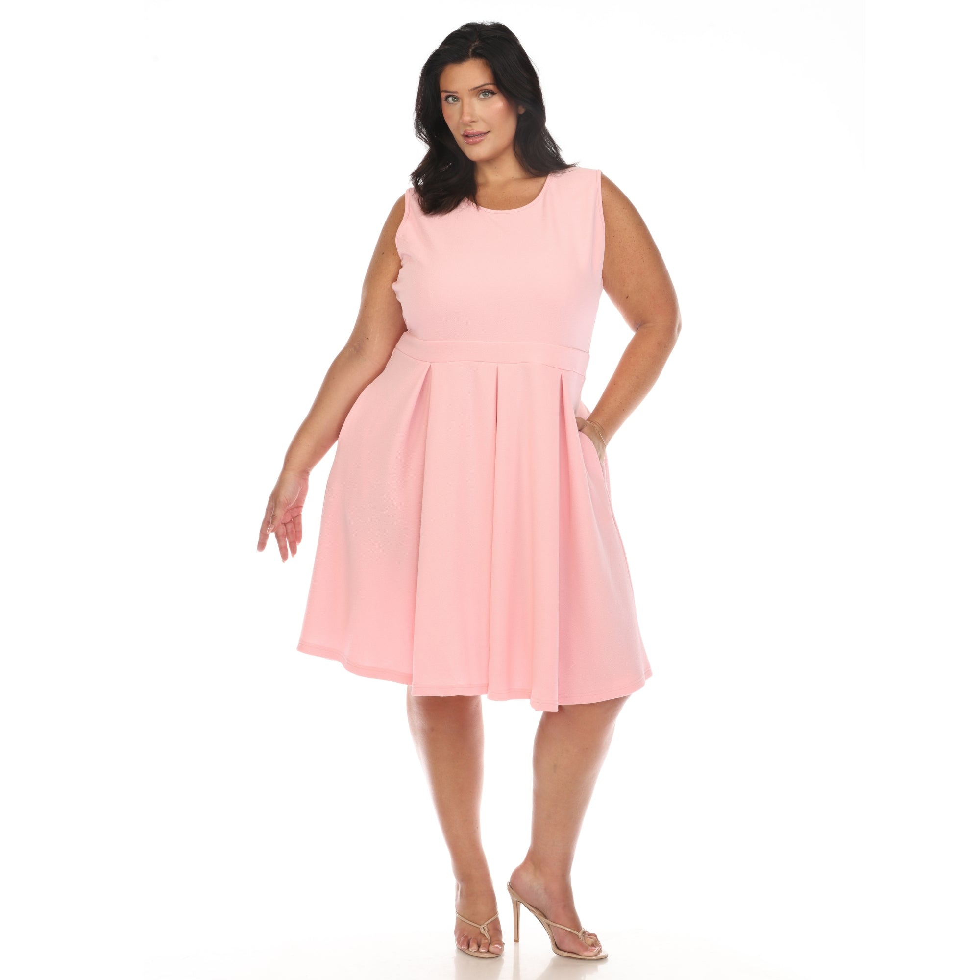 Solid Fit and Flare Dress - Plus