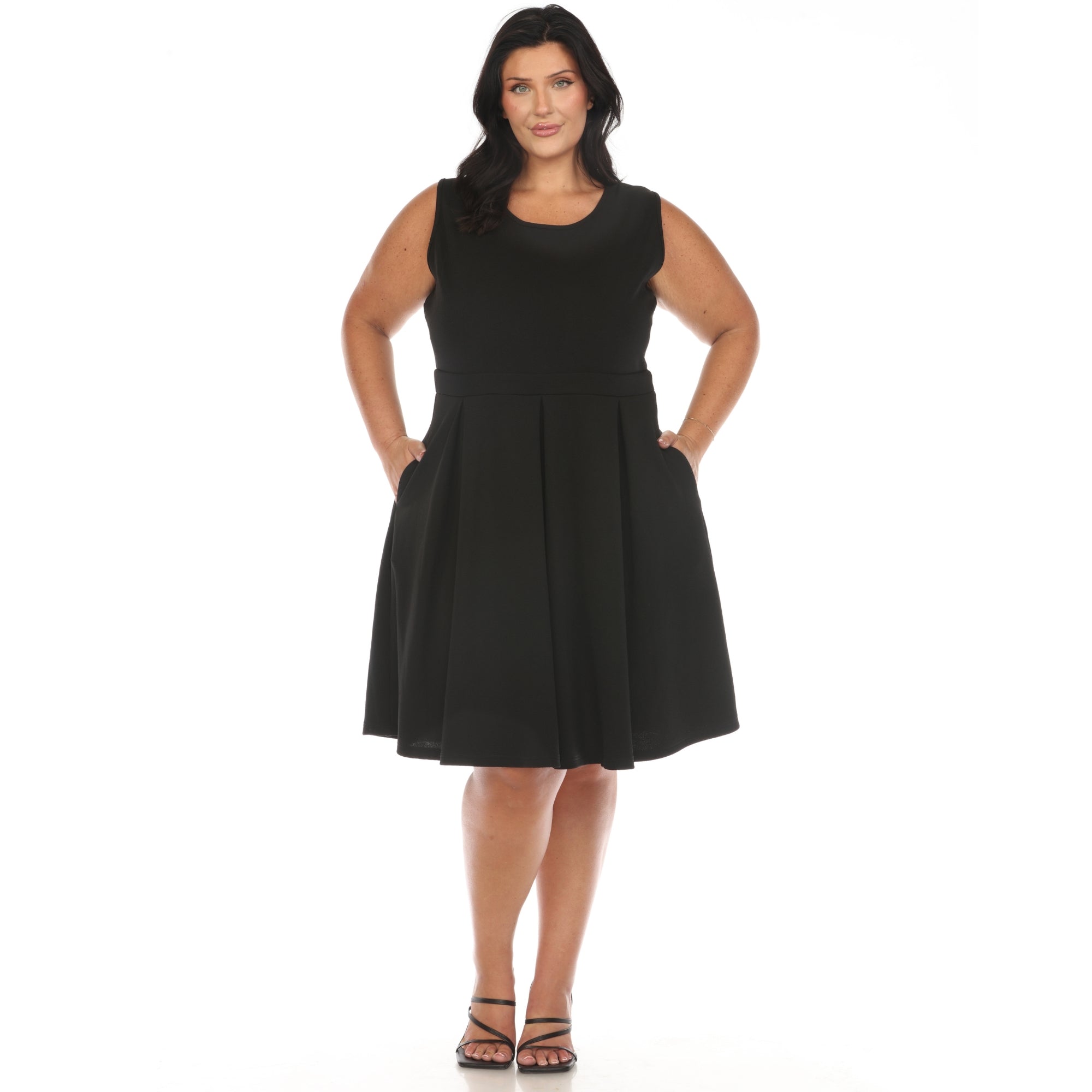 Solid Fit and Flare Dress - Plus
