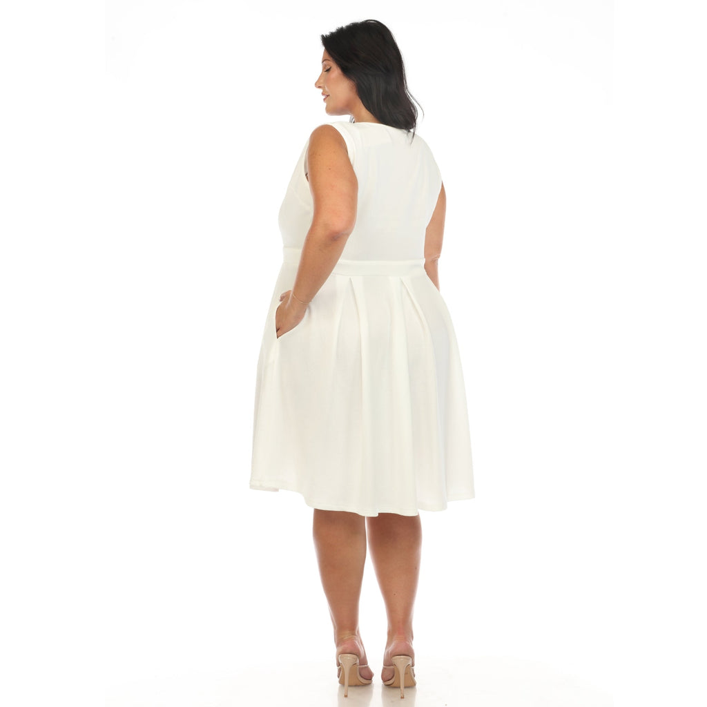 Solid Fit and Flare Dress - Plus
