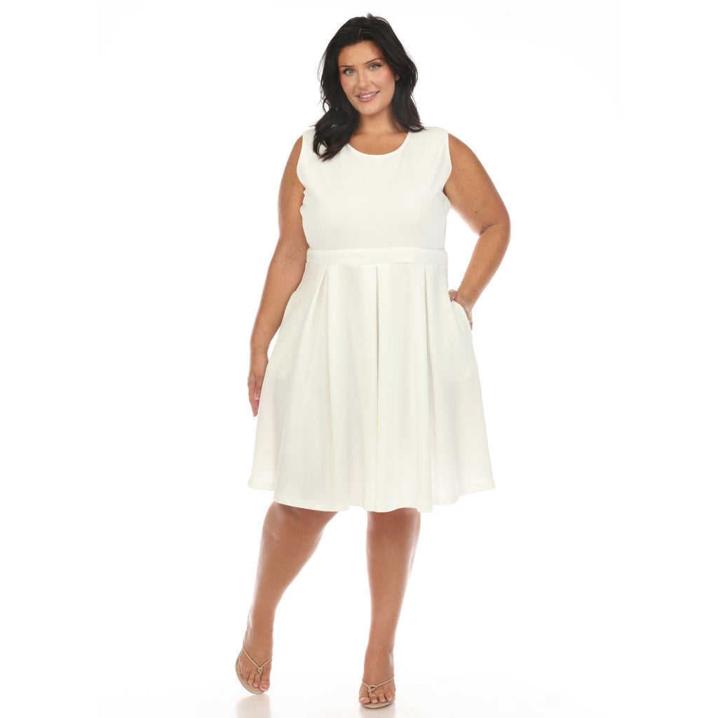 Solid Fit and Flare Dress - Plus