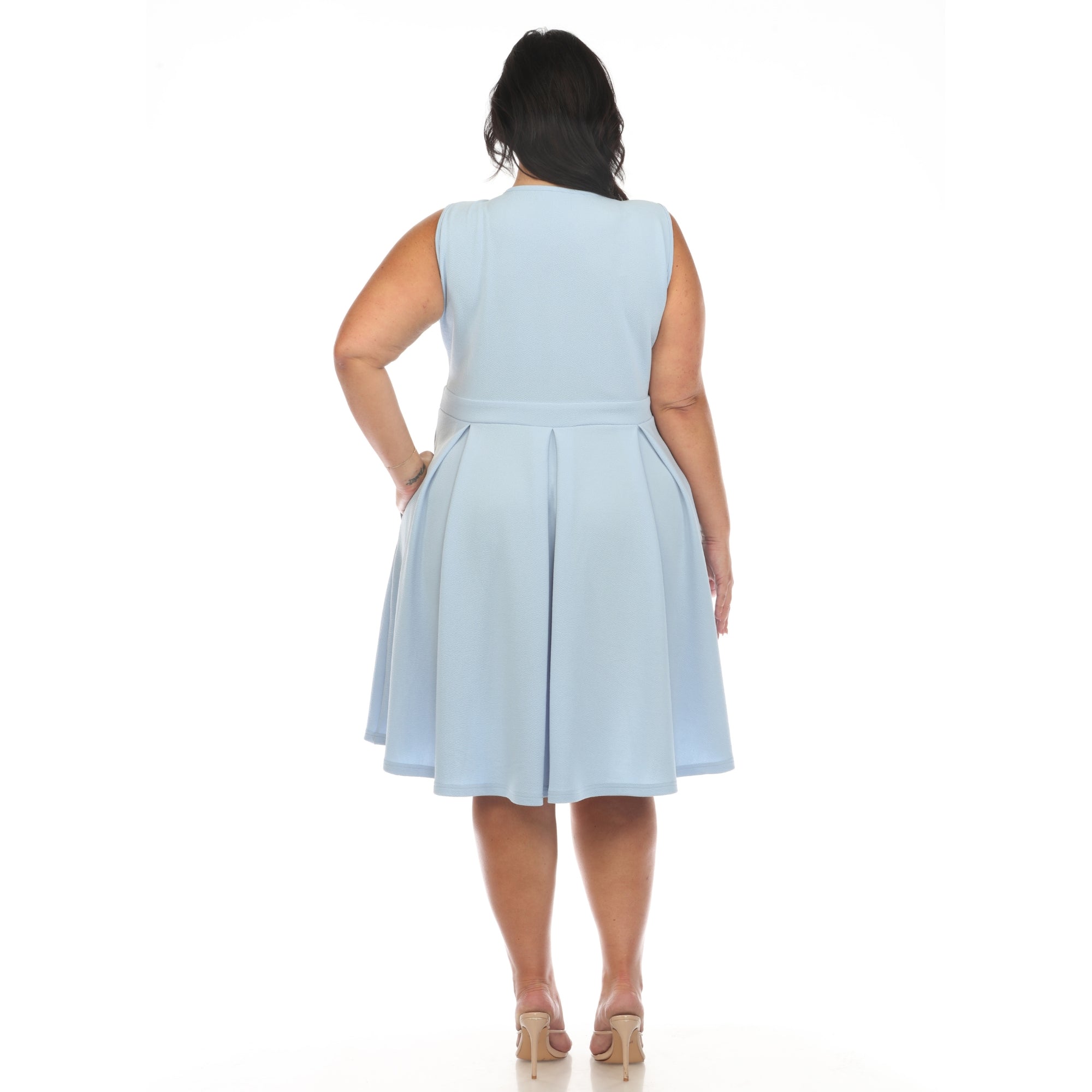 Solid Fit and Flare Dress - Plus