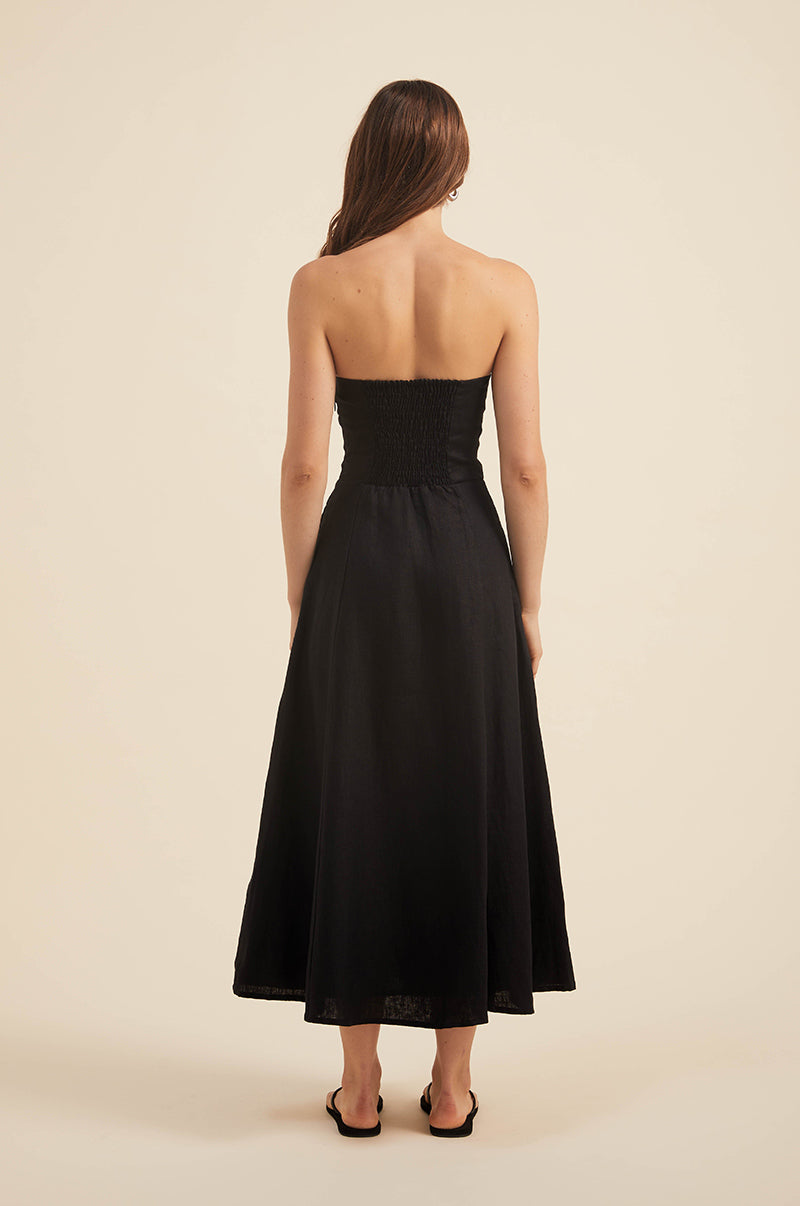 AMARA Midi Dress - black linen